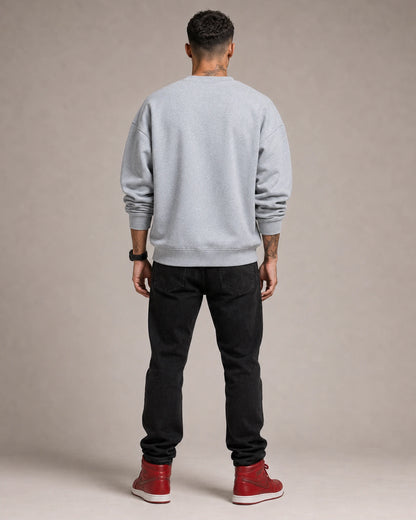 Grey VibeFox Original Fox Logo Graphic Streetwear Men’s Sweatshirt (350 GSM)