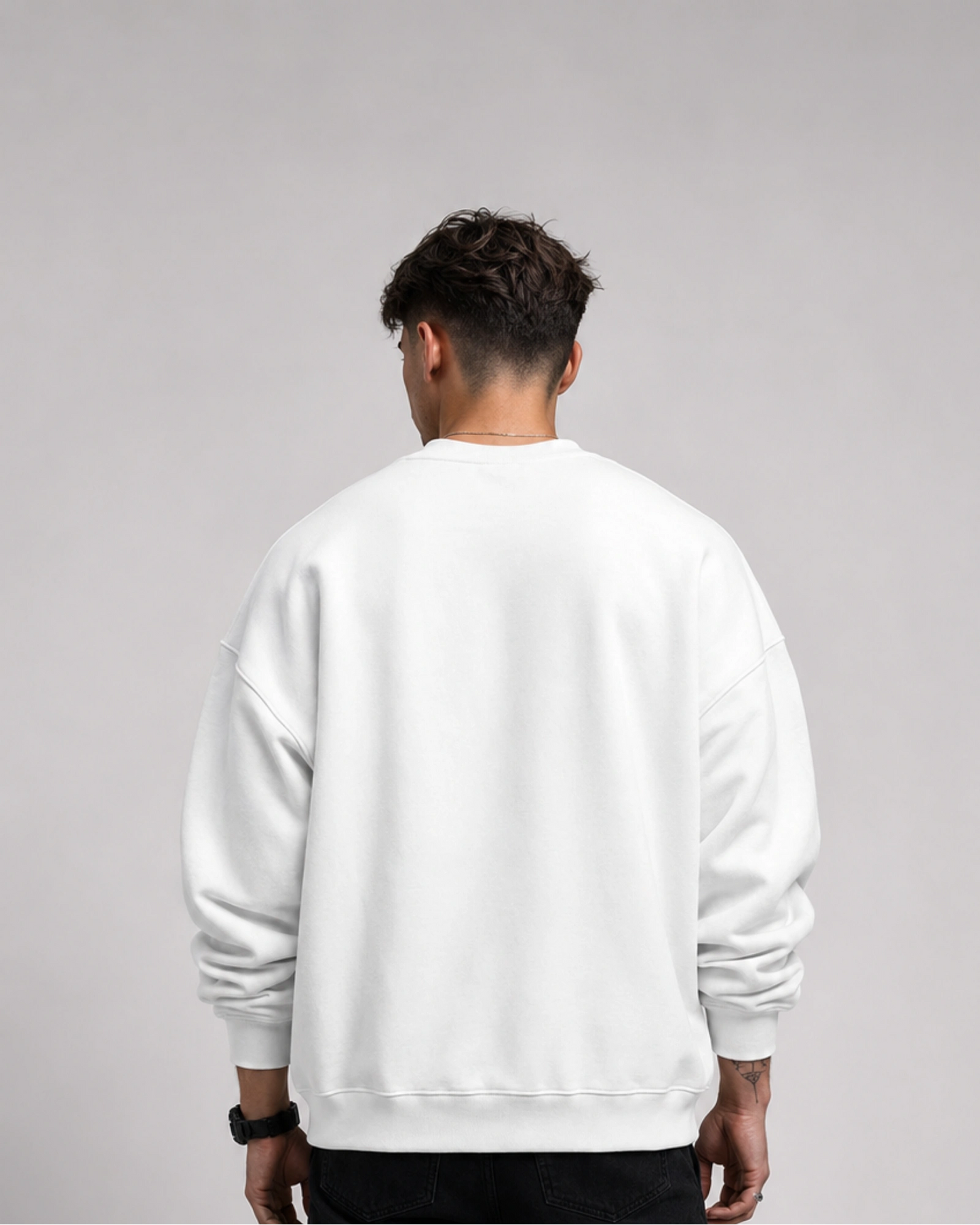 White VibeFox Original Fox Logo Graphic Streetwear Men’s Sweatshirt (350 GSM)