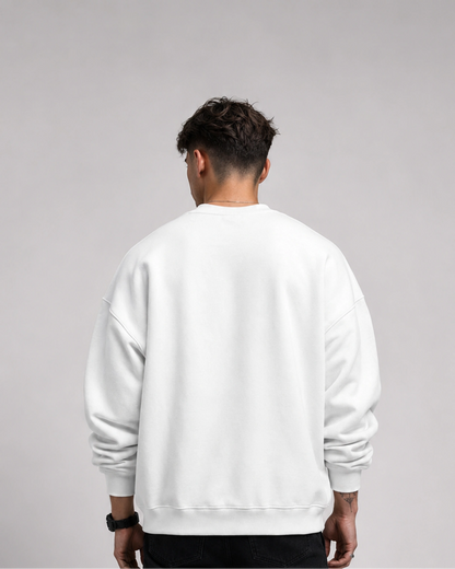 White VibeFox Original Fox Logo Graphic Streetwear Men’s Sweatshirt (350 GSM)