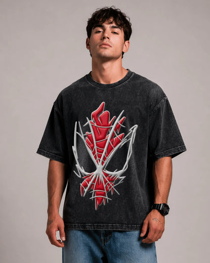 Black Thorn Flame Graphic Men’s Acid Wash T-Shirt (240 GSM)