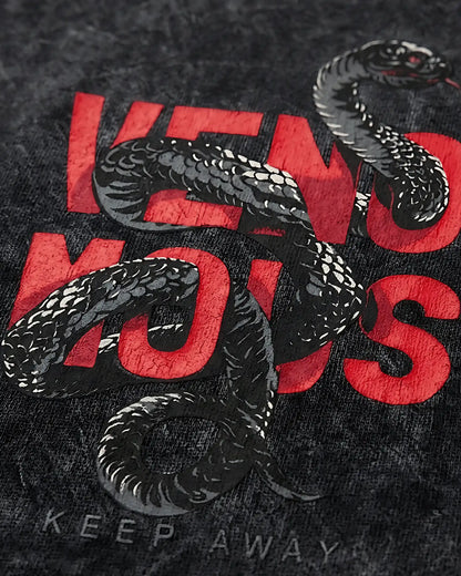 Black Venom Snake Graphic Men’s Acid Wash T-Shirt (240 GSM)
