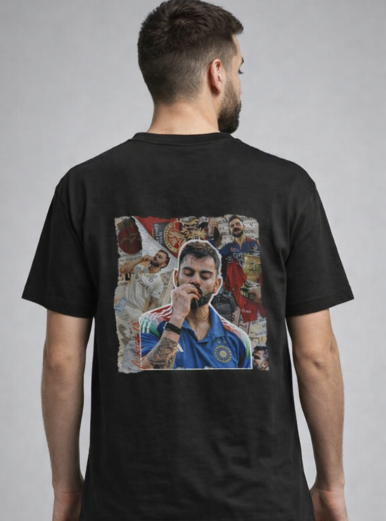 Virat Kohli Inspired Black Unisex Supima Regular Fit Cotton T-Shirt