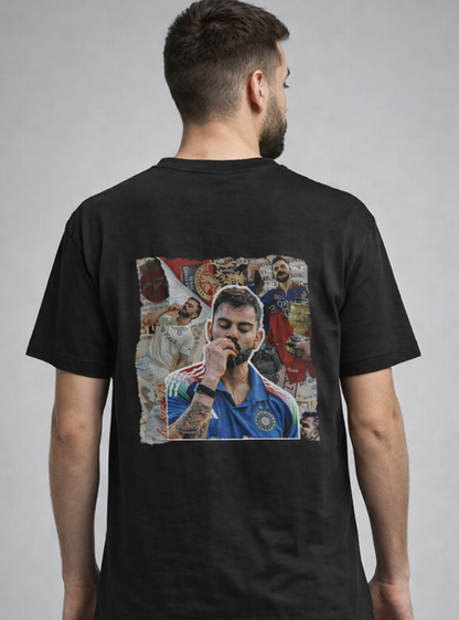 Virat Kohli Inspired Black Unisex Supima Regular Fit Cotton T-Shirt