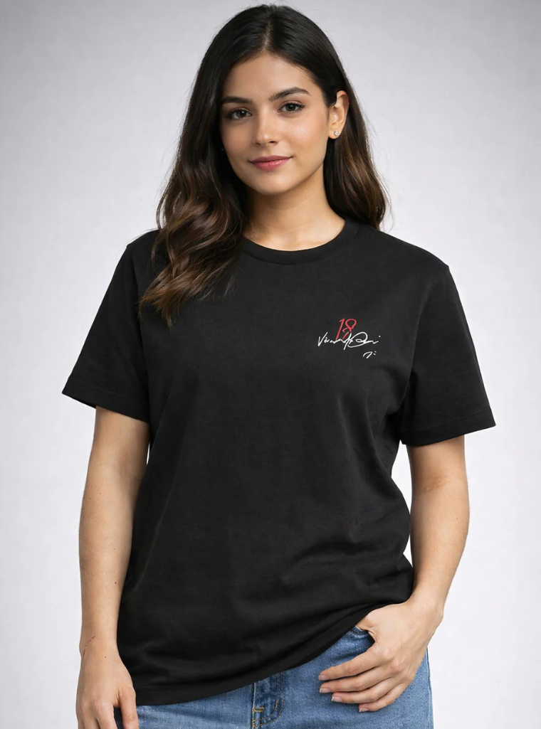 Virat Kohli Inspired Black Unisex Supima Regular Fit Cotton T-Shirt