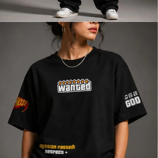 wanted design mission passed front close up look tshirt female
