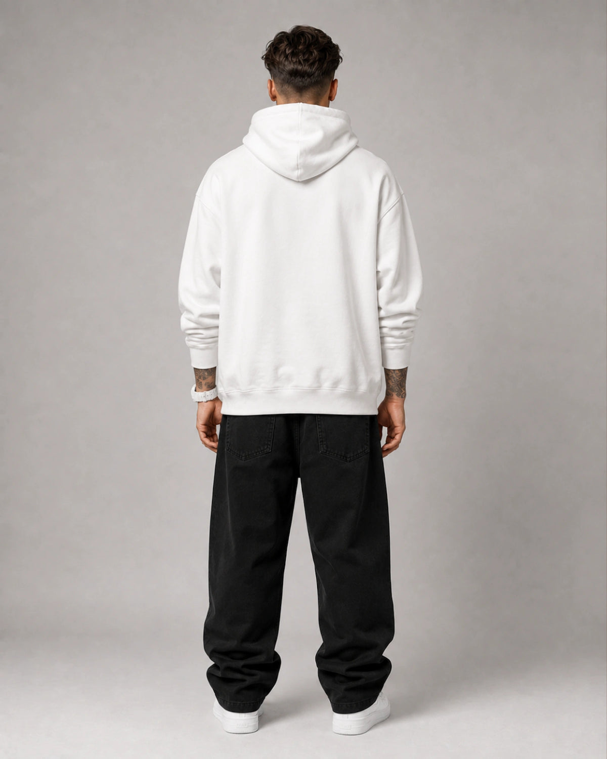 White Balinese Mask Deity Graphic Streetwear Men's Hoodie (360 GSM)