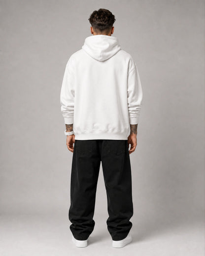 White Balinese Mask Deity Graphic Streetwear Men's Hoodie (360 GSM)
