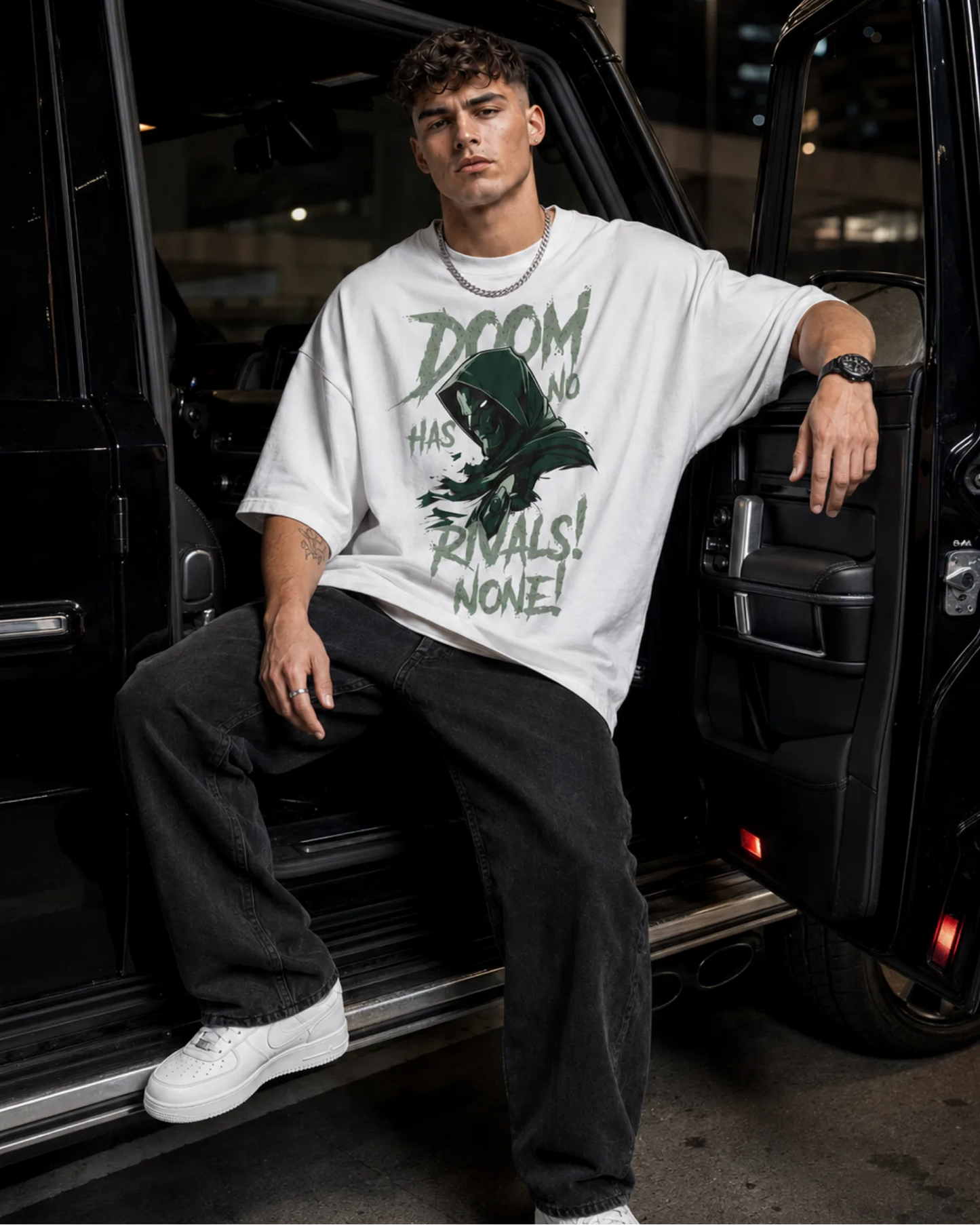 White Doom Supervillain Graphic Men’s Oversized T-Shirt (260 GSM)