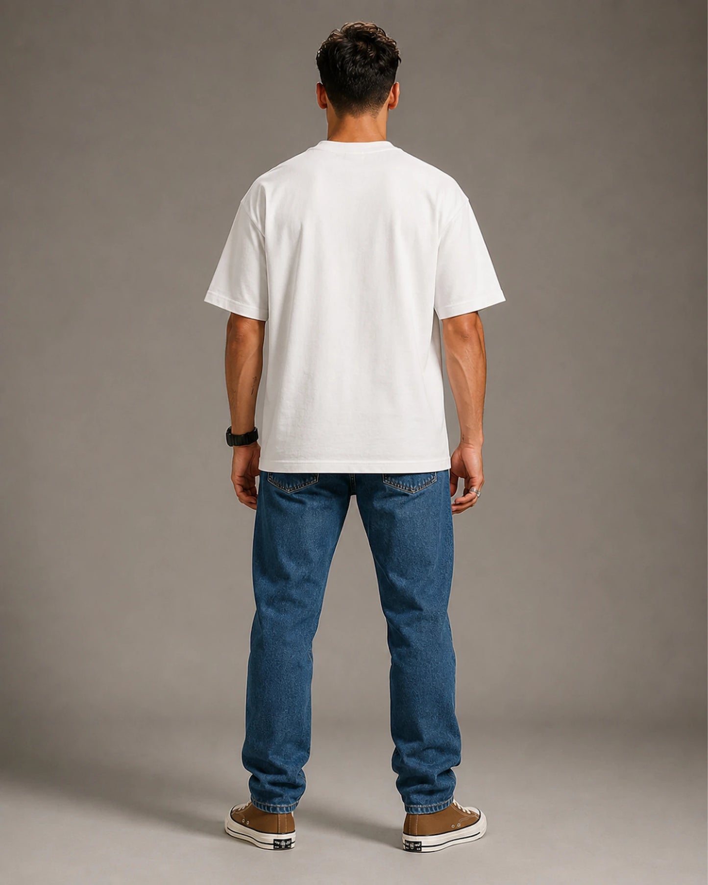 White Forest Mountain Biker Silhouette Graphic Men's Oversized T-Shirt (260 GSM)