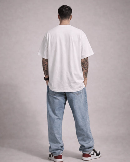 White Gothic Spider Web Graphic Men’s Oversized T-Shirt (240 GSM)