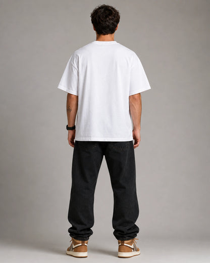 White Trust Your Crazy Ideas Graphic Streetwear Men’s Oversized T-Shirt (260 GSM)