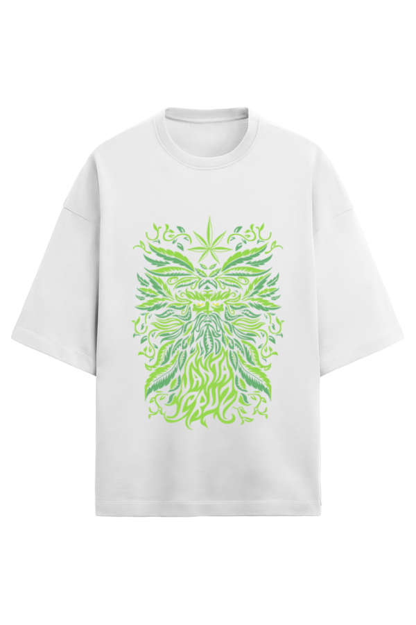 Green Leaf Aesthetic Design Oversized T-Shirt For Men - Image 4