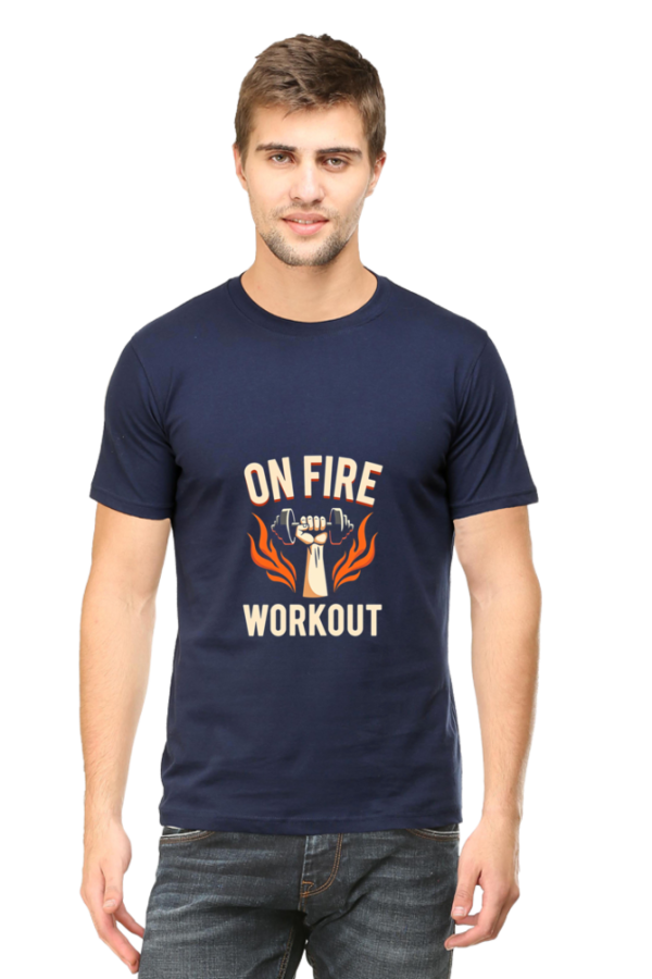 On Fire Workout Men’s Fitness Half Sleeve Crew Neck T-Shirt - Image 3