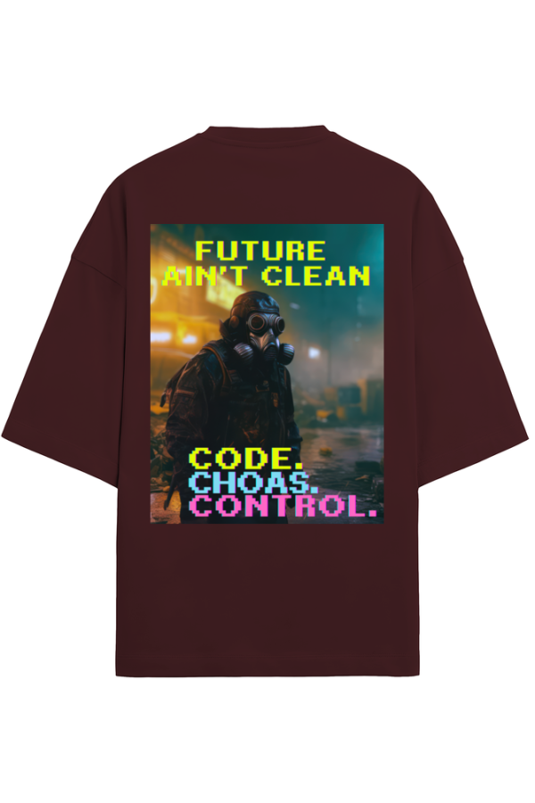 Code. Chaos. Control Cyberpunk Unisex Oversized T-Shirt - Image 3